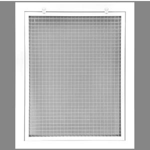 HVAC Premium 18'' x 22'' Cube Core Eggcrate Return Air Filter Grille for 1'' Filter - Aluminum - White [Outer Dimensions: 20.5'' x 24.5]