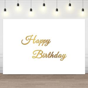 7x5ft Happy Birthday Backdrop Simple Gold Birthday Photography Background Kids Adults Girl Boy Birthdays Party Photo Booth Props