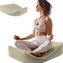 Meditation Cushion - Floor Pillow, Enlarge High Density Extremely Firm, Large Big Foam Floor Cushion Seating for Adults - Premium Yoga Pillows for Adults Gifts for Women, Men Khaki
