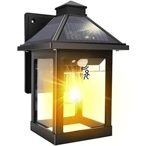 Nodfens Solar Wall Lanterns Outdoor with 3 Modes, Wireless Dusk to Dawn Motion Sensor LED Sconce Lights IP65 Waterproof, Exterior Front Porch Security Lamps Wall Mount Patio Fence Decorative