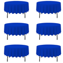 BRILLMAX 6 Pack Royal Blue Round Tablecloths 120 Inch for 60” Tables - 150 GSM Polyester Fabric, Floor Length Drop, Water, Stain & Wrinkle Resistant Cloth Cover for Wedding Reception Banquet Dining