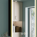 keazile 20x28 Inch Medicine Cabinet with Mirror, Recessed or Surface Mount Bathroom Medicine Cabinet with LED Lights, Anti-Fog, Memory Function, Adjustable Shelf, Dimmable Light, ETL Listed, Gold,Left Hinge