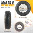 (2-Pack) 16x6.50-8 Pneumatic Tires on Rim - Universal Fit Lawn Mower and Yard Tractor Wheels - With Chevron Turf Treads - 3" Centered Hub and 3/4" Bushings - 396 lbs Max Weight Capacity