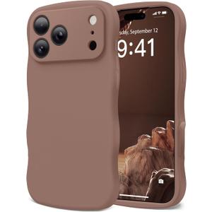 Magnetic for iPhone 17 Pro Max Case, [Full Camera Protection][Compatible with MagSafe] Cute Wave Frame Silicone Shockproof Protective Phone Case for iPhone 17 Pro Max 6.9", Brown