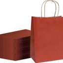 FACEBAG 100-Pack Red Paper Bags with Handles Bulk,8x4.25x10.5 Inch Gift Bags, Red Kraft Paper Bags, Applicable to Retail, Party, Shopping, FestivalReusable & Durable