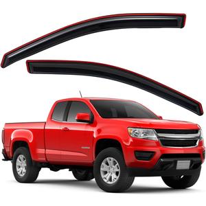 Lightronic Extra Durable Clip-on in-Channel Auto Vent Window Visor, Fits 2015-2022 Chevrolet Colorado & GMC Canyon, Extended Cab, UV Protection Rain Guard, Original Wind Deflector, Dark Smoke, 2-Pcs