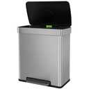 PayLessHere Dual Compartment Recycling Trash Can with Removable Buckets, 60L Stainless Steel Foot Pedal Trash Can with Soft-Close Lid for Home, Kitchen, Office, Bathroom.