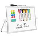 AMUSIGHT Dry Erase Magnetic White Board, 8" x 12" Double-Sided Desktop Whiteboard with Stand, Portable Small Whiteboard Set for Drawing, Office, Home, School