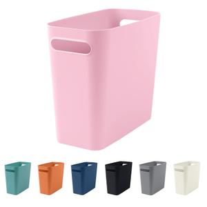 Small Pink Trash Can Wastebasket, Plastic Garbage Can Waste Basket for Narrow Spaces Bathrooms Laundry Room Kitchens Offices Kids Rooms, 2.5 Gallon (Pink)