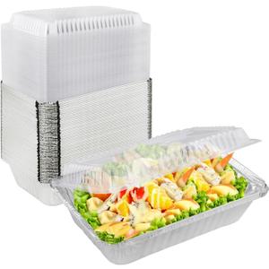 125 Pack 8.5 x 6 Inch Aluminum Foil Pans, Disposable Aluminum Pans With clear Lids for Baking, Food Prepping, Heating, Storing, Prepping Food, Depth 2 Inch