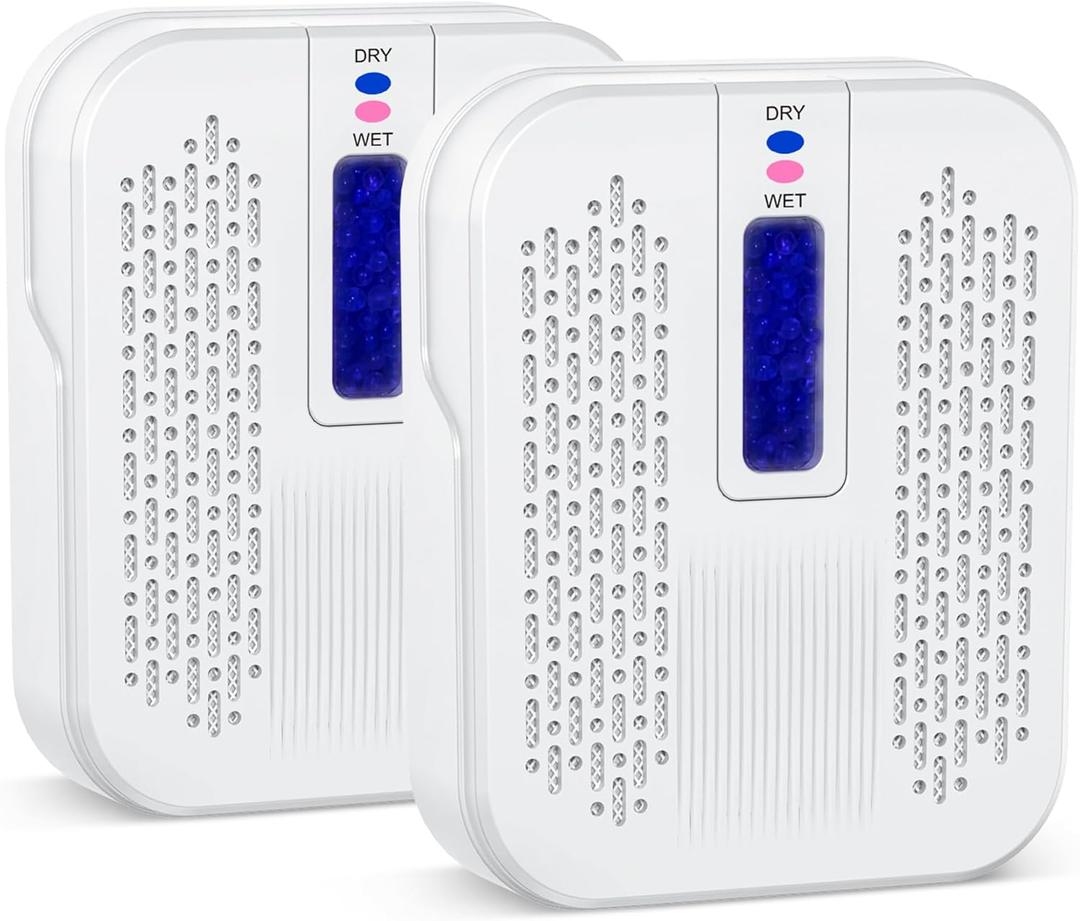 Rechargeable Small Dehumidifier, Pack of 2, Portable Mini Dehumidifier for Bathroom, Highly Efficient Dehumidification, Energy Saving, Suitable for Closet, Cars, Wardrobes