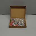 Sratte 24 Pack 1.5 Inch Christmas Bells Ornament Xmas Believe Jingle Decoration Silver Santa Sleigh Bell Christmas Printed Bell with Red Ribbon for Xmas Tree Home Decoration(Trumpet)