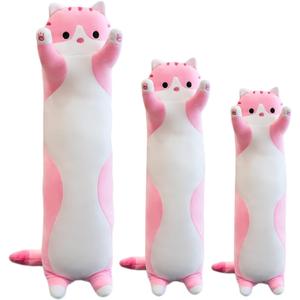 Giant Cat Pillow Plush Cartoon Kitty Sleeping Hugging Pillow, Cuddly Soft Long Kitten Body Pillow Doll Cat Cushion Toy for Kids Girlfriend (Pink, 90cm/35.4inch)