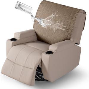 VANSOFY Recliner Chair Covers 100% Waterproof Backrest Cover Reclining Cover Non-Slip Dog Chair Cover Furniture Protector Washable Slipcover Elastic Straps for Pets, Dogs(Light Brown)