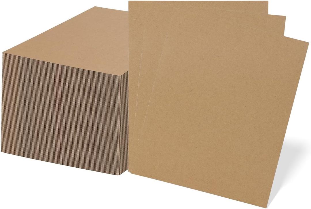 RLAVBL 100 Pack 8x10 Corrugated Cardboard Sheets, Flat Cardboard Inserts for Shipping, Mailing, Packing, DIY Crafts