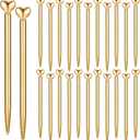 Thenshop 24 Pcs Heart Shaped Pens Retractable Metal Cute Pens 1.0 mm Black Ink Ballpoint Decorative Engagement Gifts for Women Wedding Bridal Shower Sleepover Party(Gold)