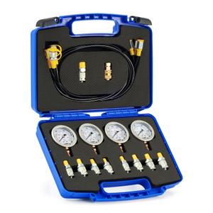 Orion Motor Tech Hydraulic Pressure Test Kit with 4 Gauges 1300 3500 5500 9000 psi, 9 Test Couplings, Quick Connector, & 3 Test Hoses, Hydraulic Gauge Kit for Excavator Construction Machinery