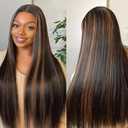 Ombre Lace Front Wig Human Hair 1B/30 Highlight Straight Wigs 13X6 Transparent Lace Frontal Glueless Wigs Honey Blonde Colored Human Hair Pre Plucked for Women 28inch