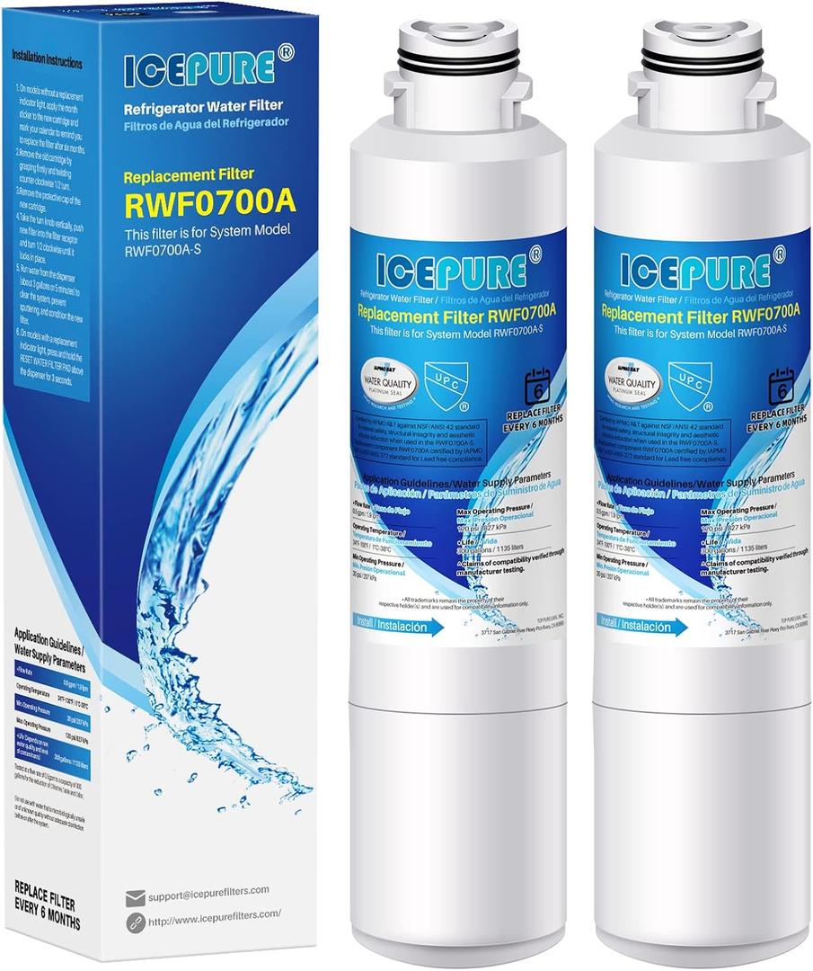 ICEPURE DA29-00020B Refrigerator Water Filter Replacement for Samsung RF28HFEDBSR, RF263BEAESR, HAF-CIN, RF263BEAESR, DA97-08006A, RF261BEAESR, DA29-00020A, RF28JBEDBSG, 46-9101, 2PACK