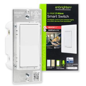 Enbrighten Z-Wave In-Wall Smart Light Switch with QuickFit and SimpleWire, Works with Google Assistant, Alexa, & SmartThings, Z-Wave Hub Required, Smart Home, 700 Series, 58433 (1 Pack)