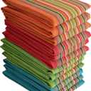 DG Collections Salsa Stripe Kitchen Dish Towels, 100% Cotton, Highly Absorbent, Multi Purpose Waffle Tea Towels for Cooking, Drying & Cleaning, 16x28 Inches, Pack of 12
