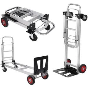 2-in-1 Convertible Hand Truck, 400 LBS Platform Dolly with 4 Wheels | Heavy duty cart with telescoping handle and 4 wheels Portable folding trolley for moving, warehouse, supermarket, home use