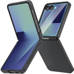 Ruky for Z Flip 7 Case, Full Body Cover Anti-Scratches Shockproof Hard PC Ultra-Thin, Support Wireless Charging Protective Phone Cover for Samsung Galaxy Z Flip 7, Black