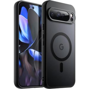 JETech Magnetic Case for Google Pixel 9 Pro XL 2024, Compatible with MagSafe, Translucent Matte Back Shockproof Phone Cover (Black) (Obsidian)