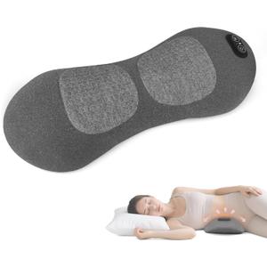 3 in 1 Electric Lumbar Support Pillow with Heat, Vibration, Traction - Adjustable Smooth Spine Back Massager for Lower Back Pain Relief, Sciatica, Deep Tissue Relaxation, Portable for Bed, Chair