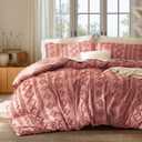 Bedsure Boho Duvet Cover King Size, Soft & Comfortable Elegant Design Boho Bedding for Decoration, Machine Washable Comforter Cover for All Seasons,Includes 1 Duvet Cover & 2 Pillow Shams,Pink