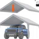 VEVOR Carport Replacement Canopy Cover 13 x 20 ft, Garage Top Tent Shelter Tarp Heavy-Duty Waterproof & UV Protected, Easy Installation with Ball Bungees,Grey (Only Top Cover, Frame Not Include)