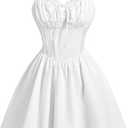 SOLY HUX Women's Lace Mini Dress Sleeveless Ruched Bust A Line Flared Cami Dresses (Small)