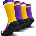 Boys Socks,Basketball Baseball Softball Football Athletic Socks Team Color Gifts for Youth Ages 8-12 (La-gold)