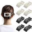 2 x 8 Pack French Flat Hair Clips for Women Large Matte No-Slip Claw Barrettes for Thick & Thin Hair, Strong Hold Styling Accessories (Glossy Black and White)