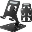 Phone Stand for Desk, Dual Folding Cell Phone Holder, Fully Adjustable Portable Mobile Phone Holder for iPhone 17 16 15 14 13 12 11 Pro Max Plus Air, Galaxy S25 S24, All Phones (Black)