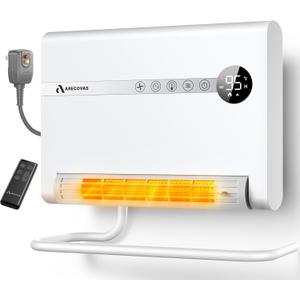 Wall Heater with ALCI Plug, Space Heater for Bedroom, 1500W PTC Fast Heating Electric Heaters for Indoor Use, 30 Oscillation, Adjustable Thermostat, 24H Timer, Desk or Wall Mounted Heater for Office