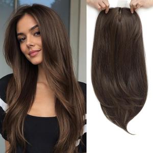 Molefi Hair Topper,18 Inch Long Layered Toppers for Women with Thinning Hair,Add Volume Synthetic Wiglets Pieces For Women 6.5"x6.5" Large Base for Daily Use(Soft brown)
