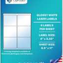 Premium Label Supply Glossy White Sticker Labels  4" x 3.33"  (6 per Sheet) (Glossy White for Laser Only, 150 Labels)