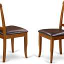 East West Furniture AVC-SBR-LC Avon Dining Chairs - Faux Leather Upholstered Wood Chairs, Set of 2, Saddle Brown