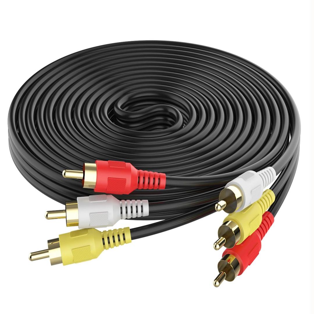 Audio Video Cable,Composite Cord 6 ft RCA to RCA M/Mx3,AV Cable for TV,DVD,VCD