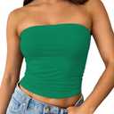 ForeFair Women Strapless Tube Tops Double Lined Ruched Backless Bandeau Going Out Top Basic Tank Tops, XS