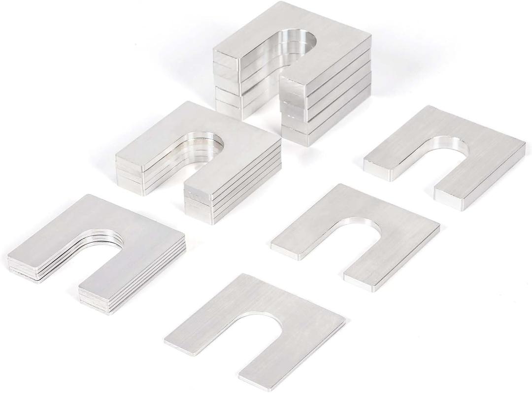 18 Pcs Metal Auto Lift Leveling Shim Kit For 2 Post 4 Post Car Lift Truck Jib Crane Install, Aluminium Horseshoe Tile Construction Spacer Fit For 3/4" Anchor Bolt (1/4 & 1/8 & 1/16)