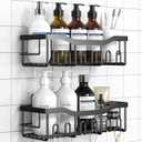Shower Caddy 2 Pack,Adhesive Shower Organizer for Bathroom Storage&Home Decor&Kitchen organizers and storage,No Drilling,Large Capacity,Rustproof Stainless Steel Bathroom Organizer,Bathroom Decor Sets (Black)