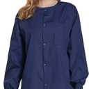 VOGRYE Women's Scrub Jacket Warm Up Snap Front Medical Uniform with 2 Pockets,Stretch Cotton Blend for Healthcare Hospital, L