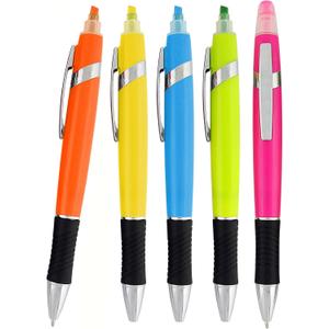 SyPen Highlighter with Ballpoint Pen Combo, Comes in an array of bright colors, 5 pack