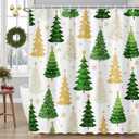 Mocsicka Christmas Shower Curtain Red Xmas Trees Christmas Snowflake Bathroom Shower Curtain Winter Waterproof Fabric Shower Curtains Bathtub Decor with 12 Hooks 72 X 72 Inches (White)