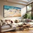 DNIEOTU Large Beach Wall Art for Living Room, Ocean Waves Canvas Wall-Decor for Bedroom, Landscape Picture Prints for Hallway Office, Size 59 x 29 Inches