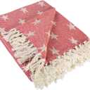 DII 4TH of July Patriotic Throw Blanket with Decorative Tassles, Use for Chair, Couch, Bed, Picnic, Camping, Beach, & Just Staying Cozy at Home (50 x 60), Star Tango Red