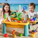 NIPLOOOW Kitchen Sink Toys Toddlers 3-5, Play Sink with with Electric Water Pump, Water Table for Kids Ages 4-8, Fishing Game Outdoor Toys Pretend Role Play Toys for Boys Girls 3 4 5 6 7 8
