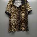 SweatyRocks Men's Leopard Print Polos Shirts Vintage Short Sleeve Golf Shirt (Large, Multicolor)